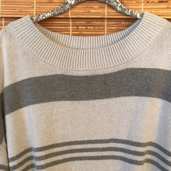 Lucky Brand Womens Striped Sweater Off White Black and Gray Size LG - Picture 3 of 8